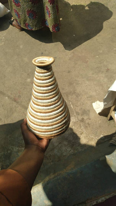 traditional hand-woven Agaseke-Style Decorative Vase