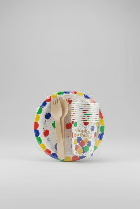 Disposable Polka-Dot Party  Happy Birthday Tableware Set