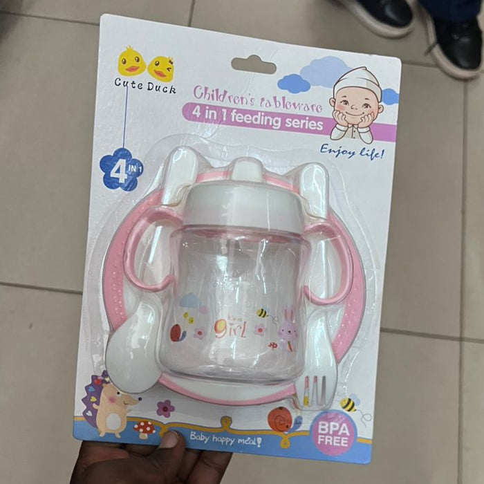Cute Duck Children's Tableware 4-in-1 Feeding Set