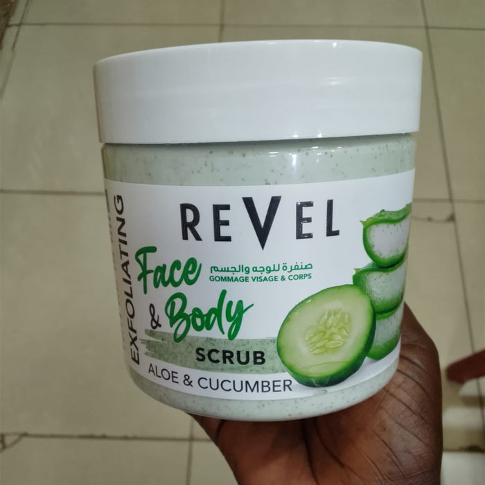 Revel Exfoliating Face & Body Scrub (Aloe & Cucumber) 475ML