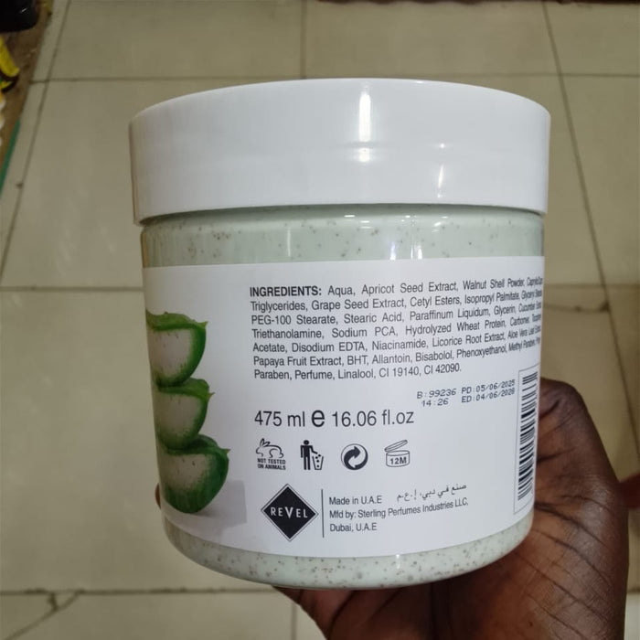 Revel Exfoliating Face & Body Scrub (Aloe & Cucumber) 475ML