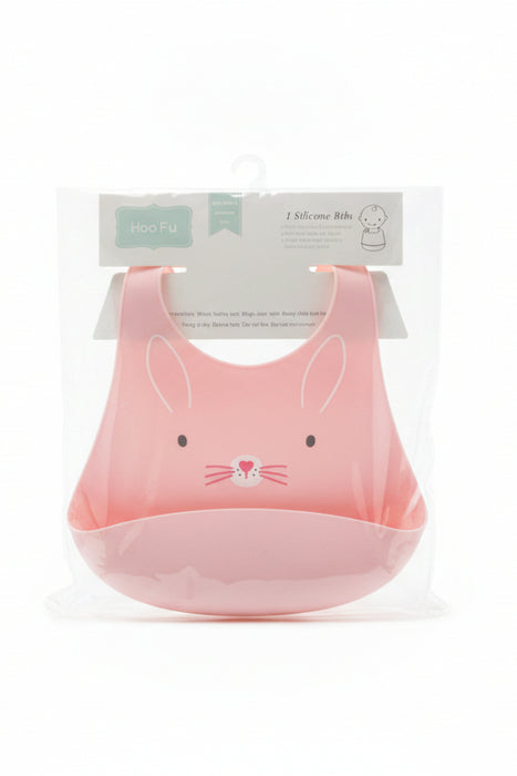 Waterproof Baby Bib with Cartoon Pig Design & Detachable Food Catcher