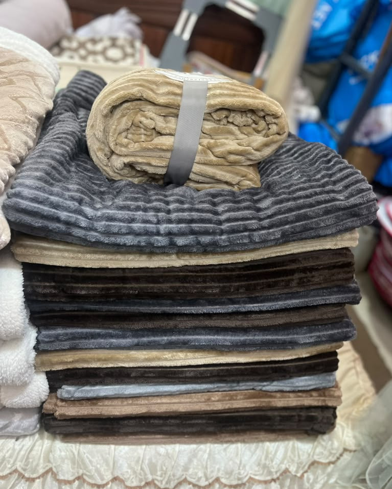 Ribbed Soft Fleece Throw Blanket