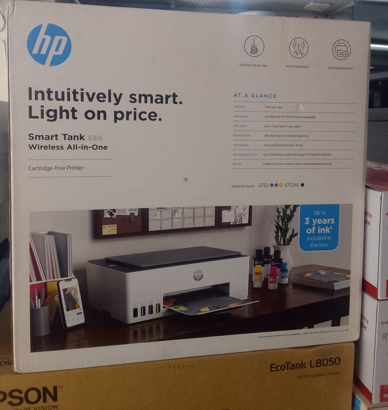 HP Smart Tank 580 Wireless All-in-One Cartridge-free Printer