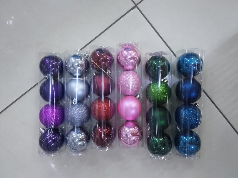 Purple Christmas Ball Ornaments Set/4 Pieces