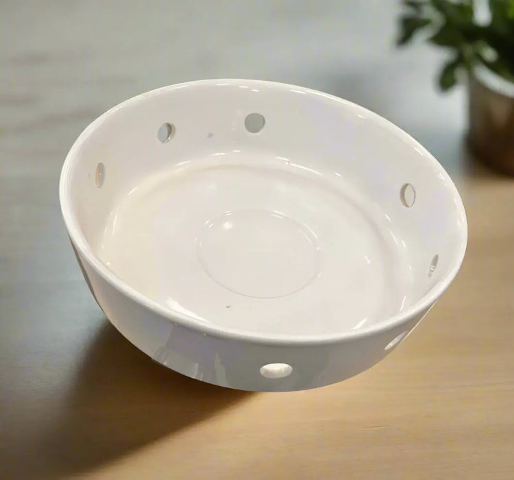 White Decorative Ceramic Round Bowl 1pcs Murukali.com