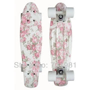 White and Pink Floral Skateboard Murukali.com