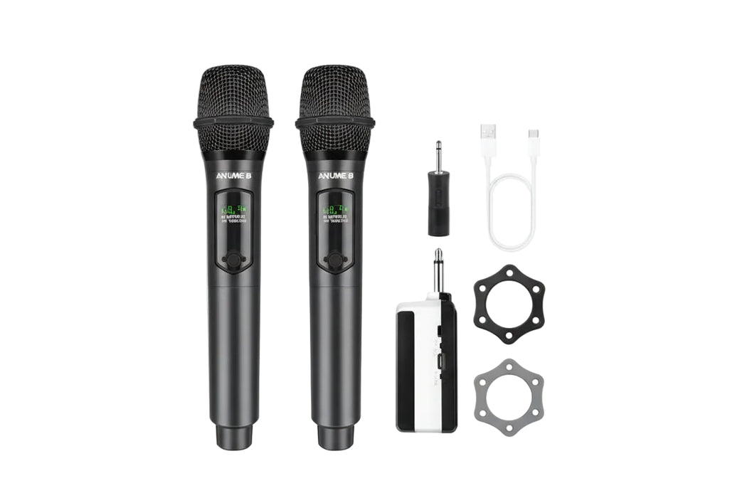 Wireless Microphone, Professional Dual Handheld Cordless Dynamic Mic System