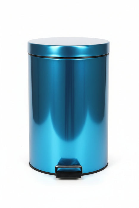 Metallic Blue Stainless Steel Step Pedal Trash Can