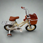 YJTONG Cream Kids' Bike with Basket and Training Wheels (Size 12) Murukali.com