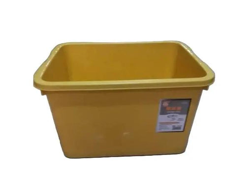 Yellow Square Plastic Basin Storage Cabinet 45L with its lid(cover) in green color Murukali.com