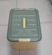 Yellow Square Plastic Basin Storage Cabinet 45L with its lid(cover) in green color Murukali.com