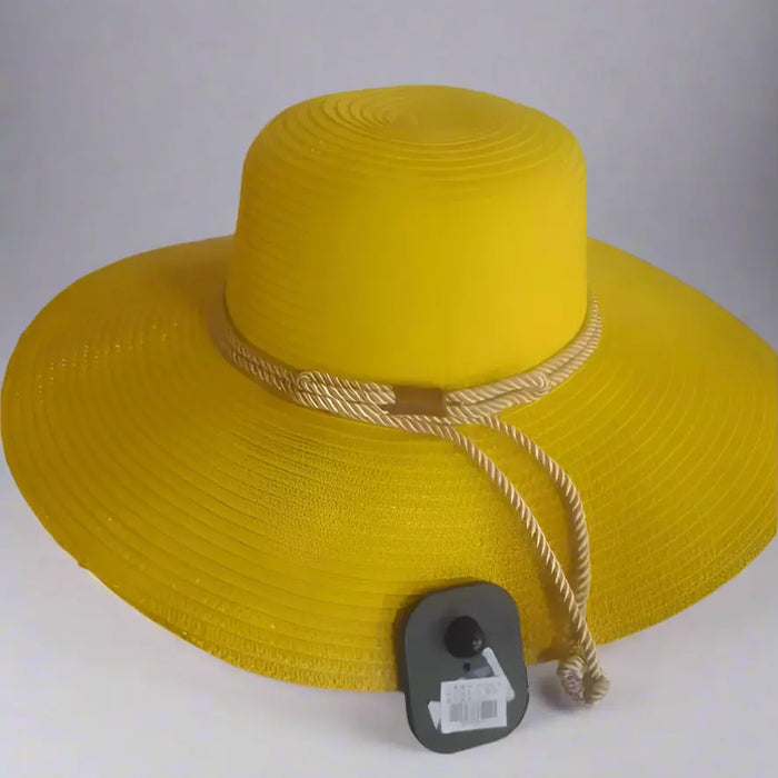 Yellow Wide-Brim Straw Hat Murukali.com