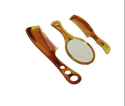 Zhen Hong Mirror & Comb Set – Elegant Portable Grooming Kit 3pcs