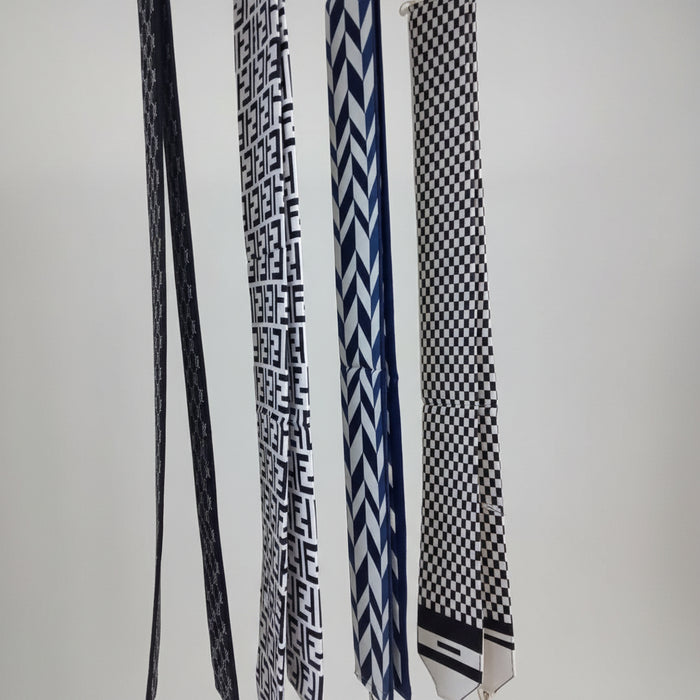 Narrow Silk Scarf Skinny  (Assorted Geometric Prints)