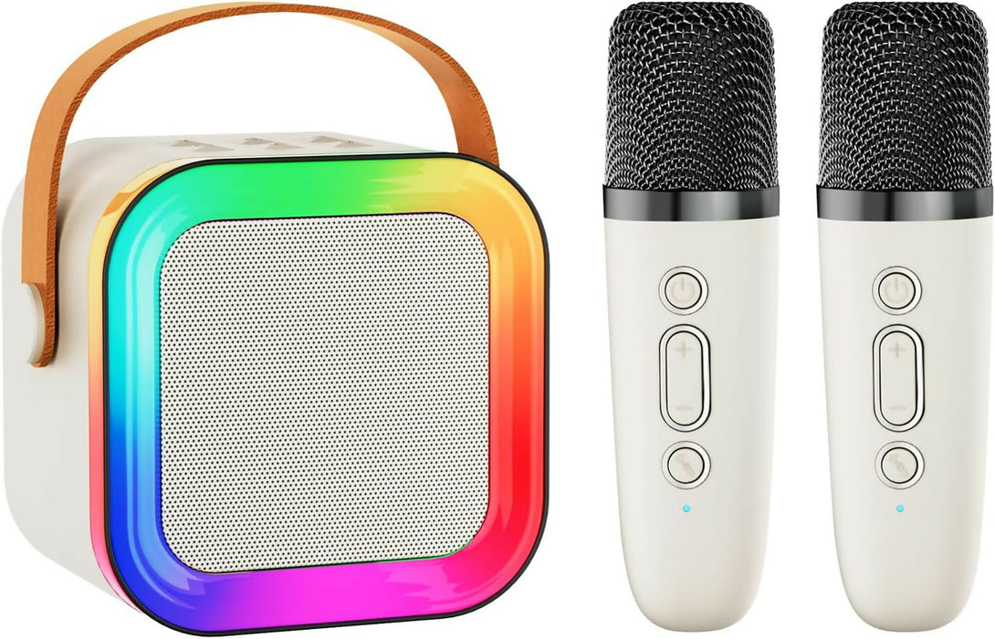Mini Karaoke Machine Speaker for Kids Adults,Portable Bluetooth with 2 Wireless Microphones