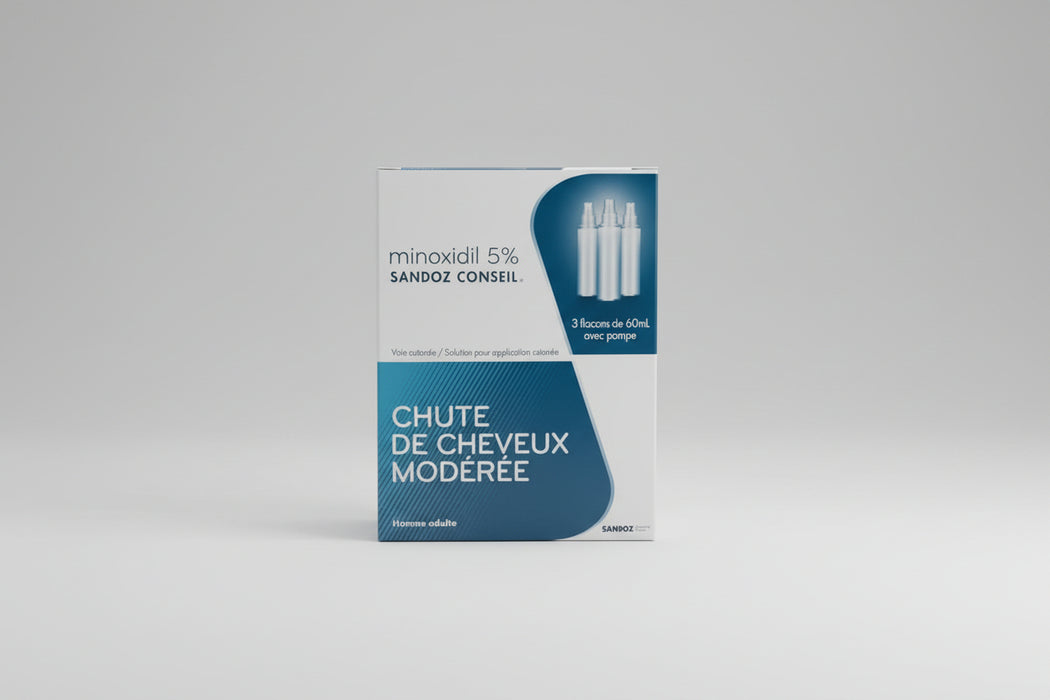 Minoxidil 5% 3pieces de 60 ml avec pompe