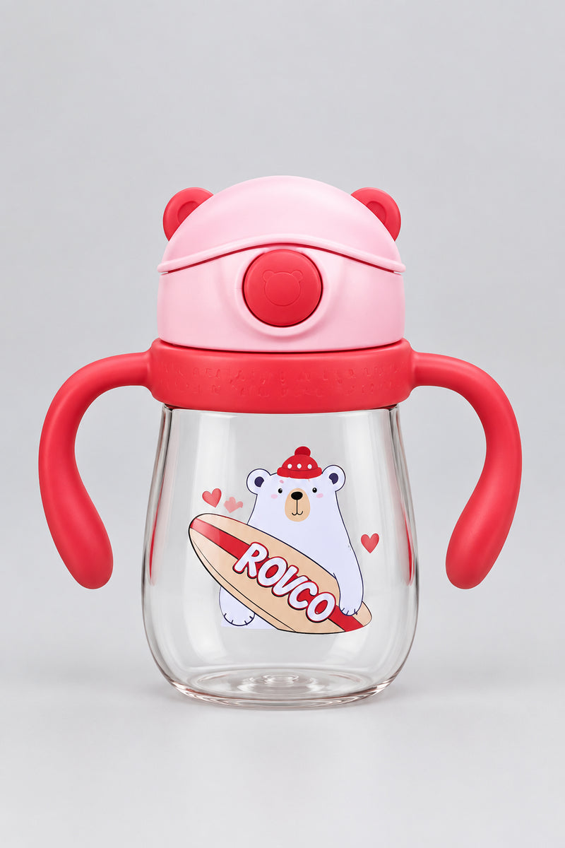 Rovco Cute Baby Straw Water Bottle with Handles