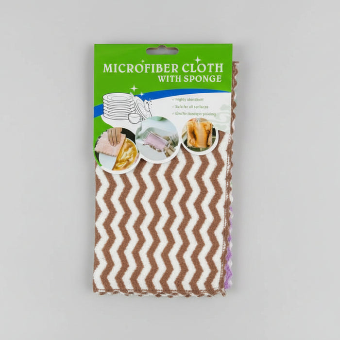 Microfiber Cloth With Sponge/5Pieces