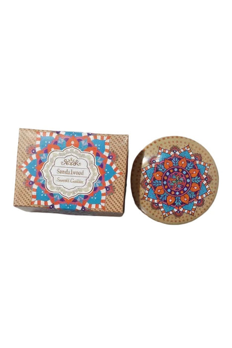 Sandalwood Scented Candle in Decorative Tin