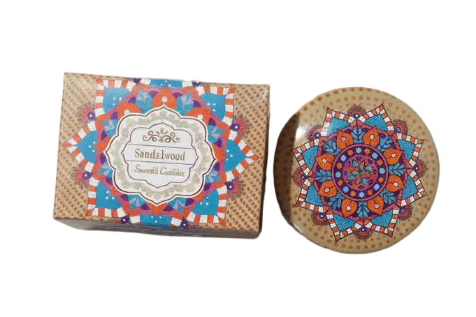 Sandalwood Scented Candle in Decorative Tin