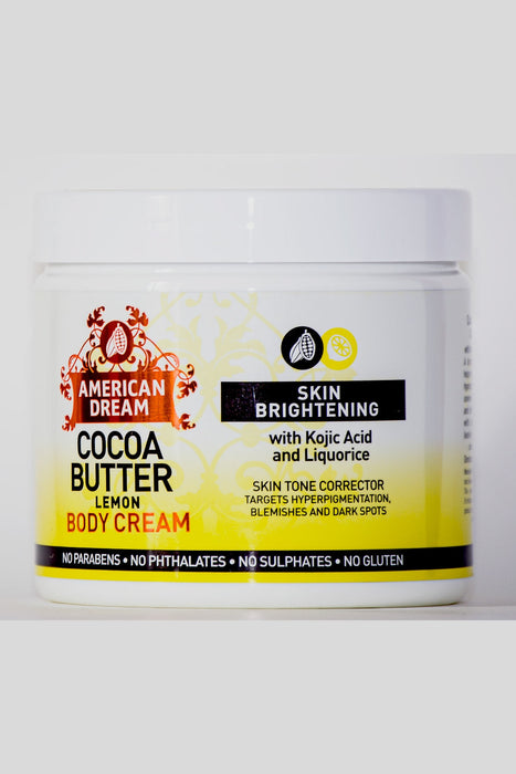 American Dream – Cocoa Butter Lemon Cream (With Kojic Acid & Liquorice -Skin Tone Corrector)