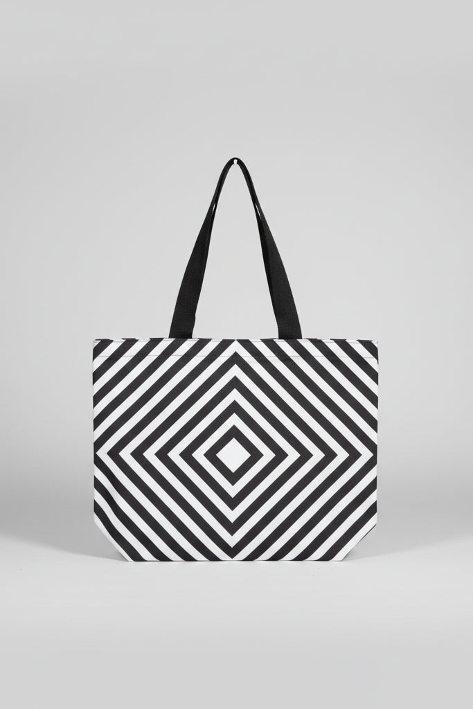 Geometric Diamond Pattern Canvas Tote Bag
