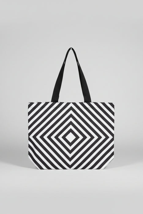 Geometric Diamond Pattern Canvas Tote Bag