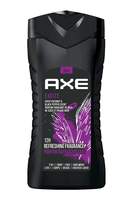 Axe Excite 3 In 1 Body Face Hair Wash for Men Crisp Coconut & Black Pepper