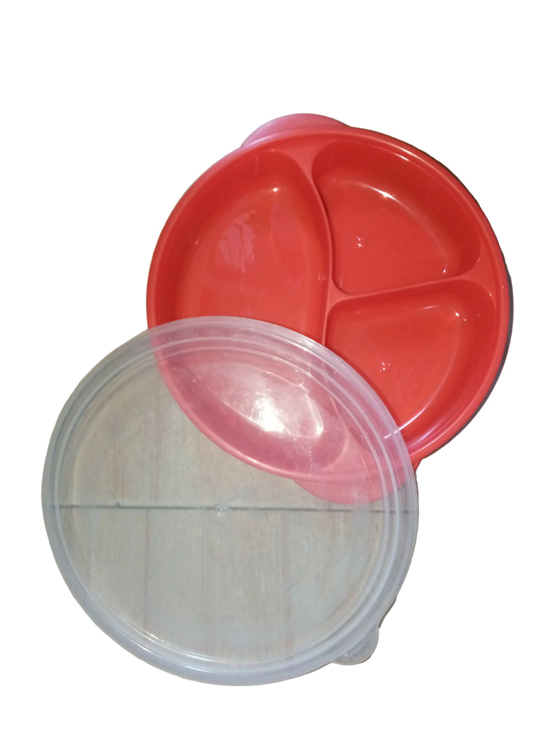 Divided Food Container with Clear Lid 3 Compartment