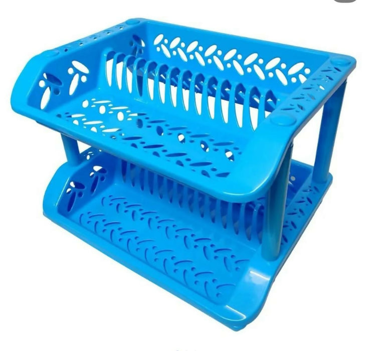 Two-tier plastic dish rack