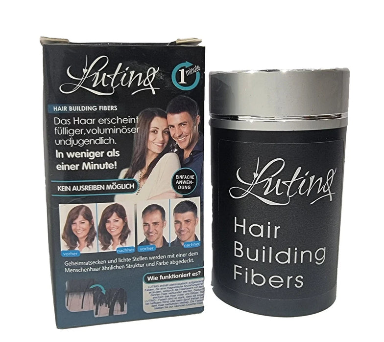 LutinQ Hair Building Fibers (Black) - 27 GM, Best Keratin Hair Loss Concealer Hair Fiber