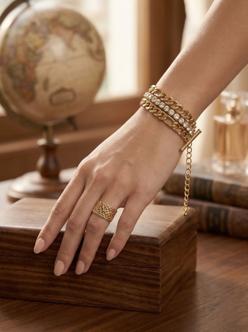 "A stunning multi-strand gold bracelet 50 gm