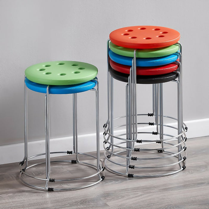 Colorful Stackable Round Plastic Stools with Metal Legs