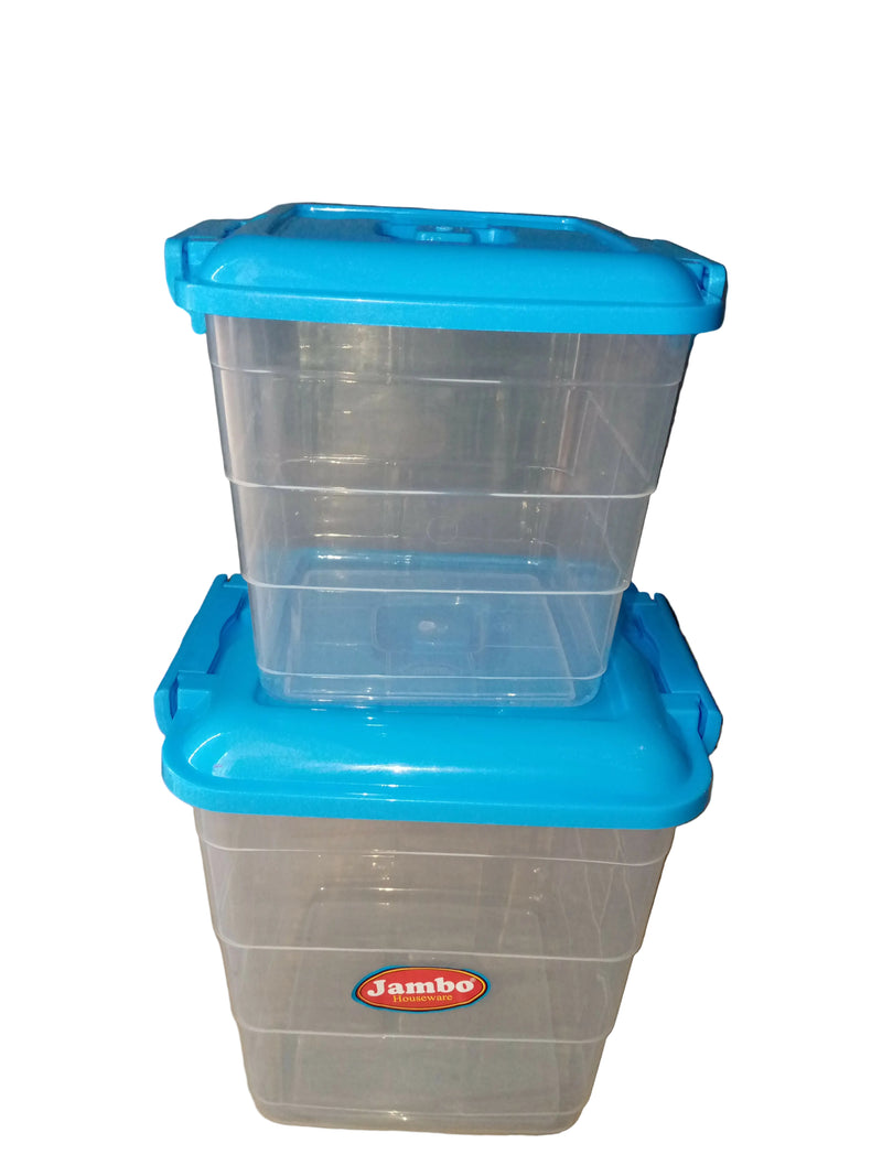 Jambo Clear Plastic Storage Container Set with Latching Lid/2 Pieces