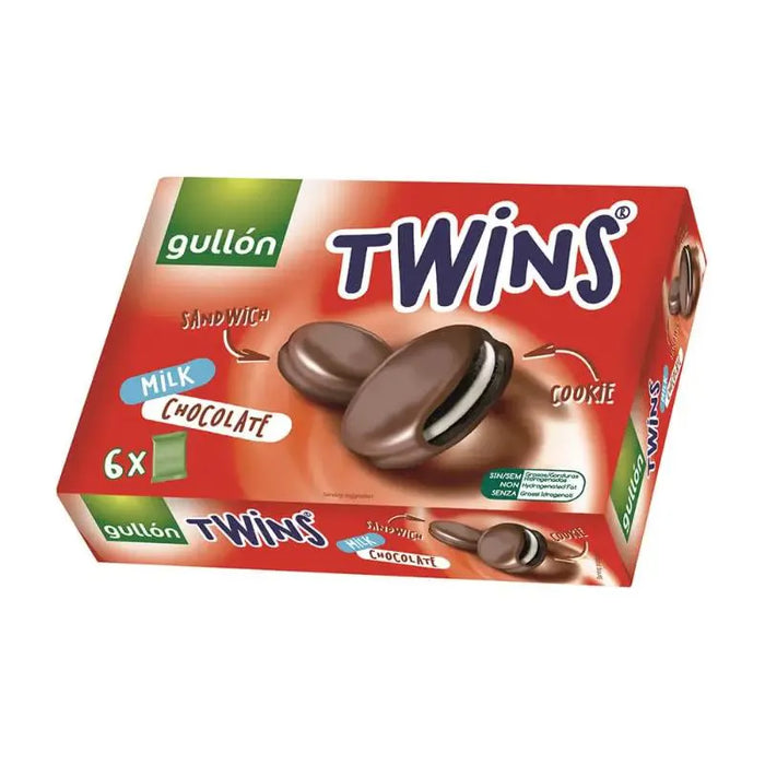 Milk chocolate coated twin biscuits