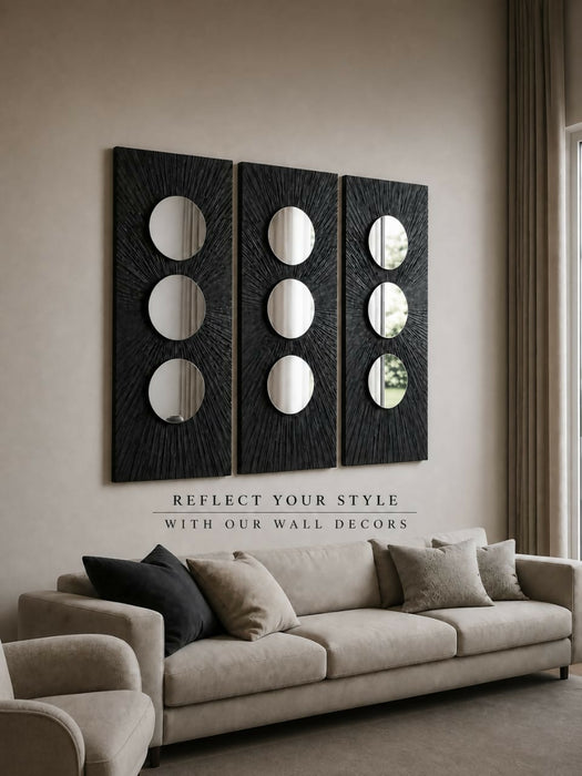 Triple Black wall Mirrors