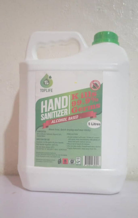 Toplife Hand Sanitizer 5 Litres Kills 99.8% Germs