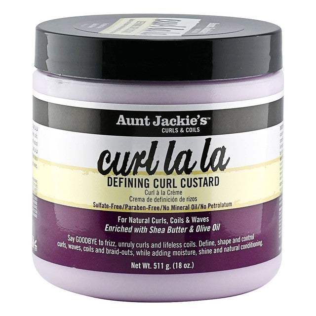 Aunt Jackie's Curls and Coils Curl La La Defining Curl Custard for Natural Hair Curls, Coils and Waves Enriched with shea Butter and Olive Oil,