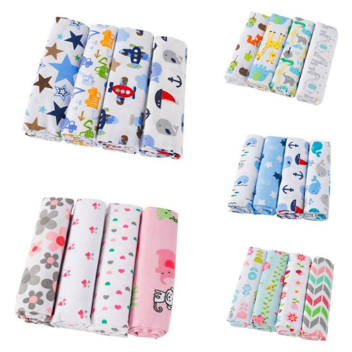 Cotton Flannel Baby Receiving Blankets (4-Pack)