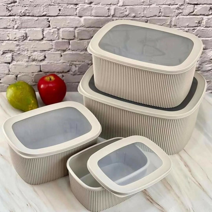 Food Storage Container Set with Lids different sizes 4pcs, Extra Large (2.5–3L): salads Large (1.5–2L): Medium (750ml–1L): smmal(300_500ml)
